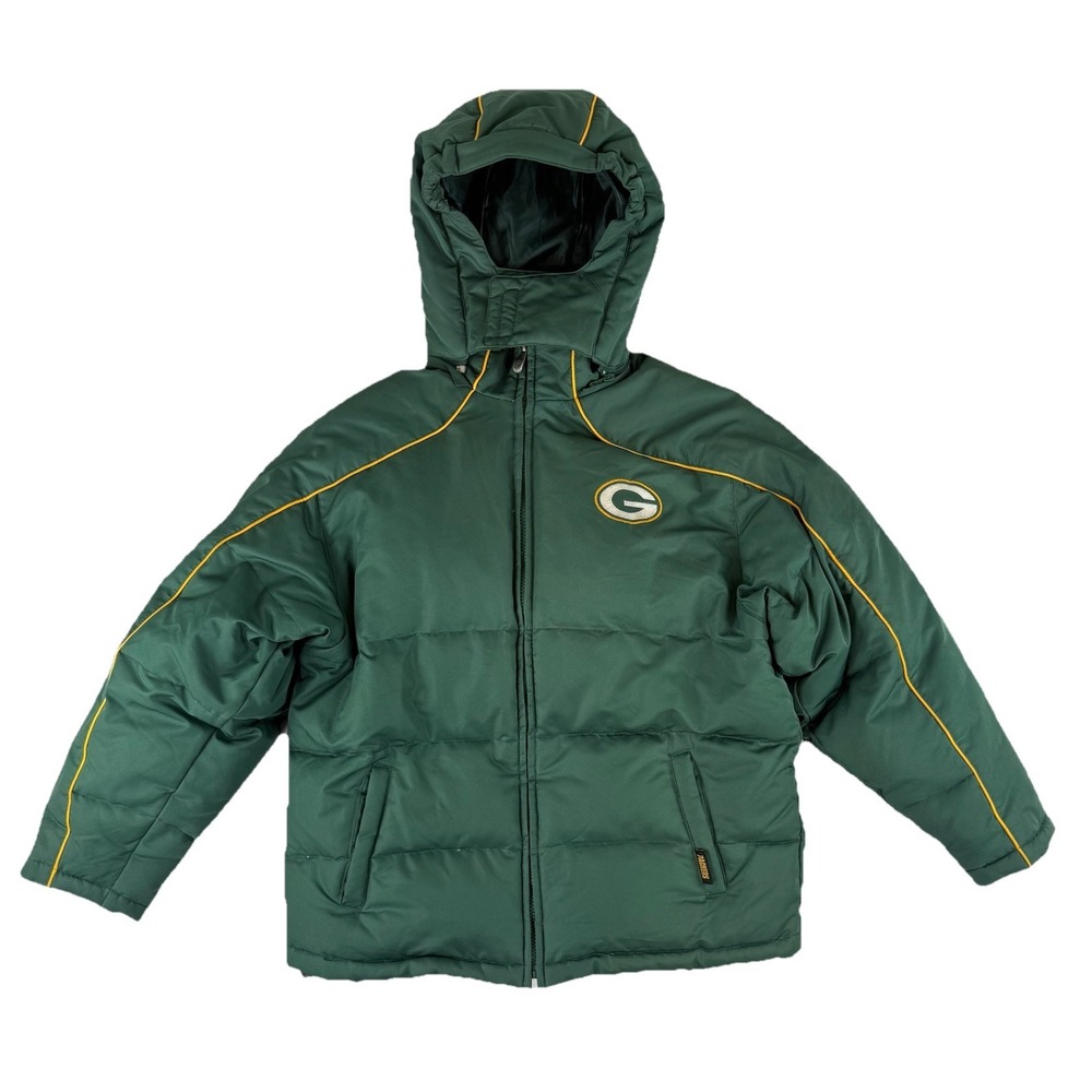 Green Bay Packers Reebok Down Filled Puffer Jacket With Hood Youth 14-16